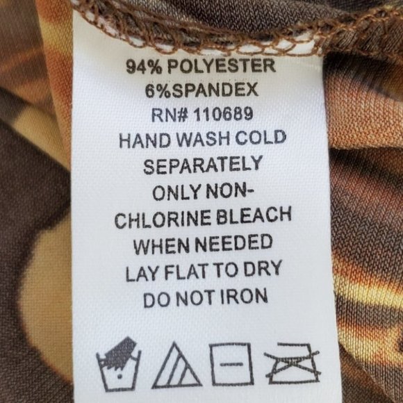 Women With Control Brown Orange Fall Colors Tunic Surplice Faux Wrap Top Size MP - Picture 15 of 15